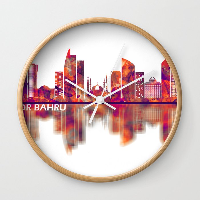 Johor Bahru Malaysia Skyline Wall Clock by NextWay Art Society6