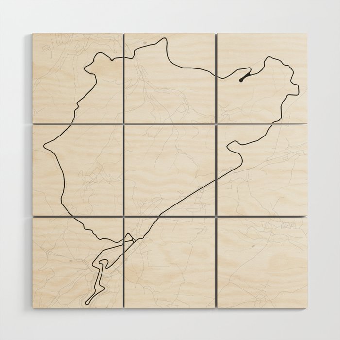 Nürburgring Nordschleife and GP Track Circuit Map Wood Wall Art