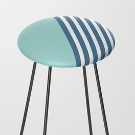 Color Block & Stripes Geometric Print, Turquoise and Teal Counter Stool