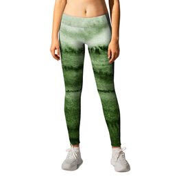 WITHIN THE TIDES FOREST GREEN by Monika Strigel Leggings | Monika Strigel, Campervan, Fadings, Pattern, Curated, Realism, Waves, Oil, Abstract, Painting 