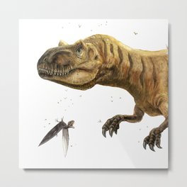 Allosaurus and Anurognathus Metal Print | Animal, Science, Dinosaur, T Rex, Jurassic, Nature, Illustration, Jurassicworld, Jurassicpark, Drawing 