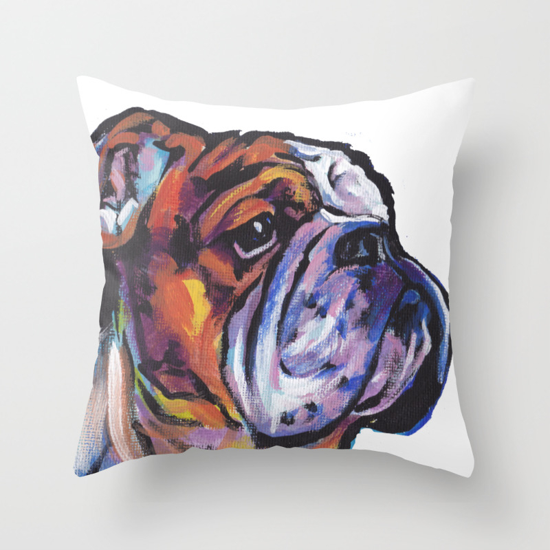 Fun English Bulldog Dog Portrait Bright Colorful Pop Art Painting