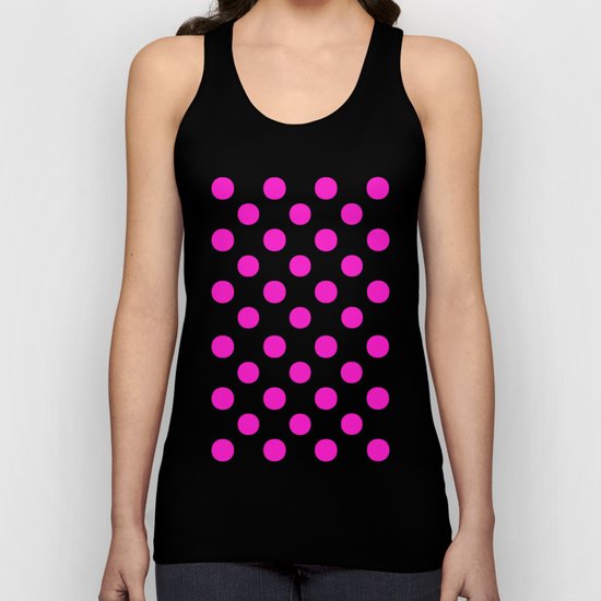 Polka Dots (Hot Magenta/White) Unisex Tank Top