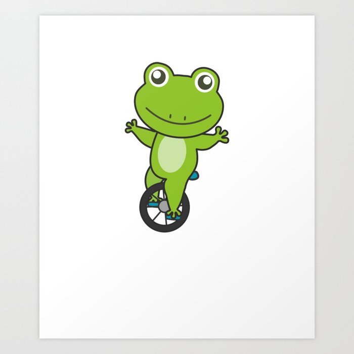 Unicycle Frog Unicyclist Frogs Circus Art Print