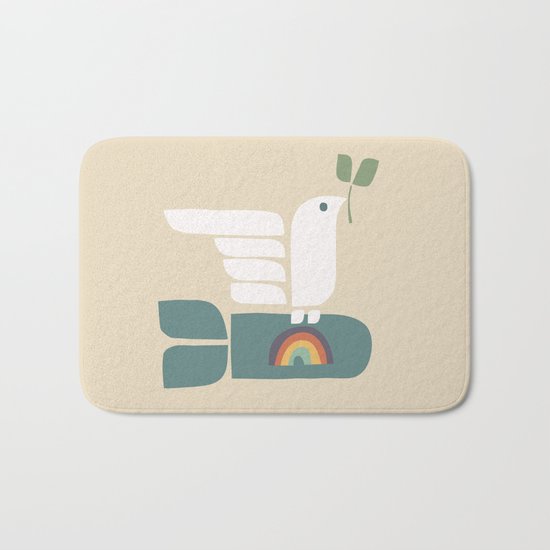 Peace dove and rainbow bomb Bath Mat