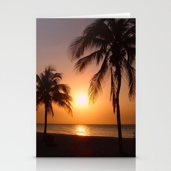Palm trees at sunset Stationery Cards