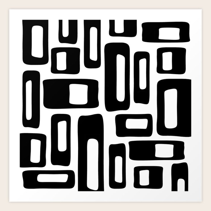 Retro Mid Century Modern Abstract Pattern 336 Black and White Art