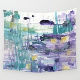 Abstract Purple Teal Watercolor Original Painting Wall Tapestry