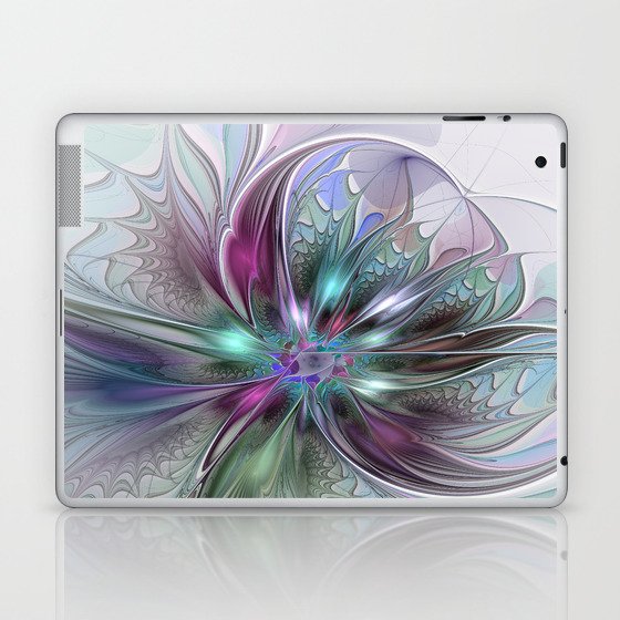 Colorful Fantasy Abstract Modern Fractal Flower Laptop & iPad Skin
