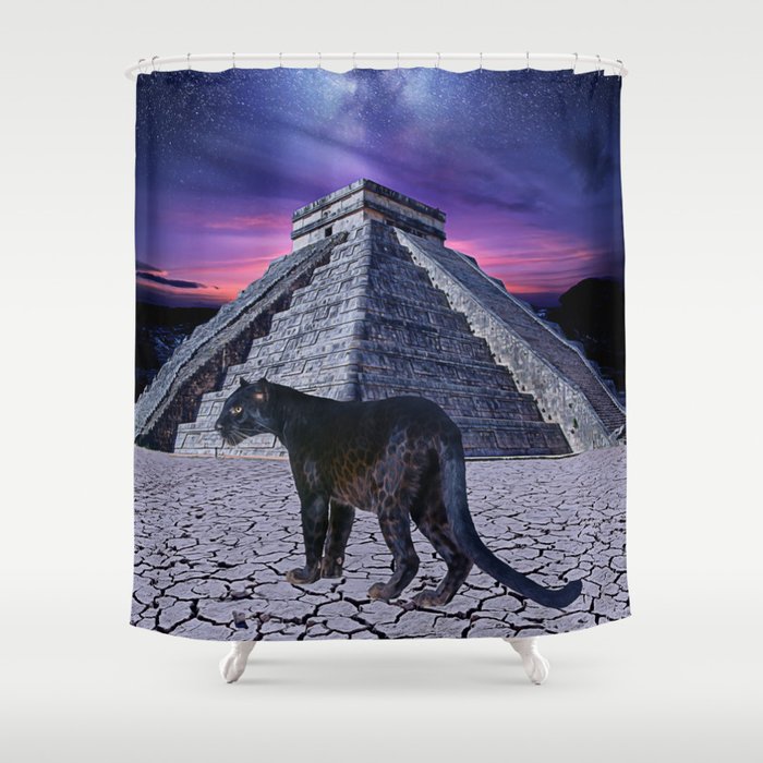 Mythical Chichén Itzá Panther Shower Curtain