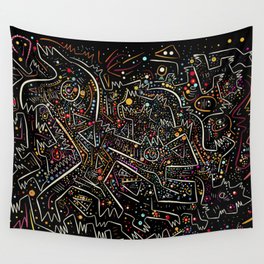 Zodiac Abstract Signs in the Night  Wall Tapestry
