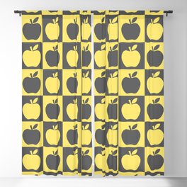 Apple Checkerboard Gray Grey Yellow Blackout Curtain