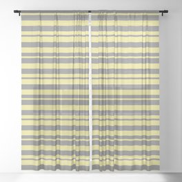[ Thumbnail: Tan & Gray Colored Lines/Stripes Pattern Sheer Curtain ]