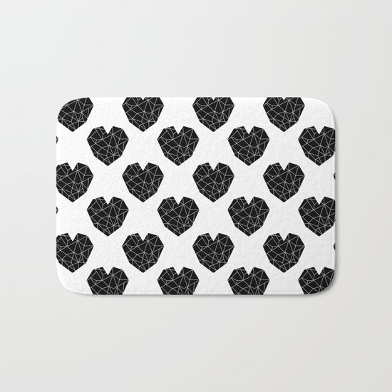 Hearts black and white geometric minimal basic simple design pattern valentines day Bath Mat