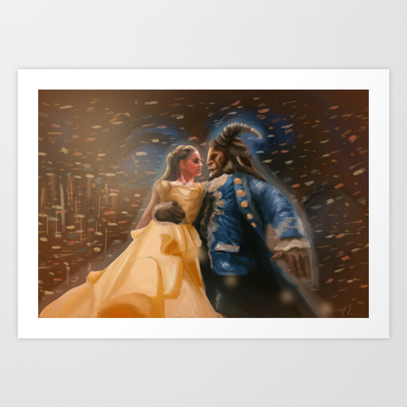Beauty And The Beast Digital Painting Art Print By