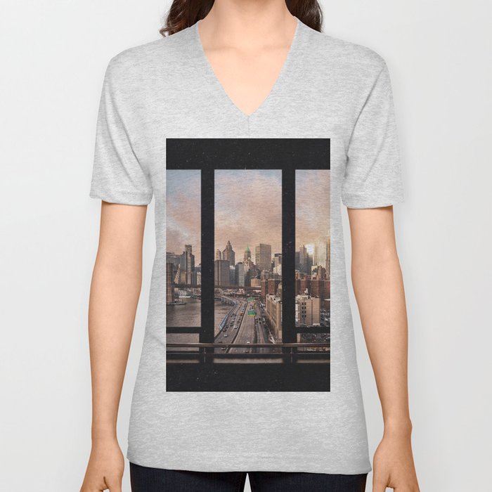 New York City - Window View V Neck T Shirt