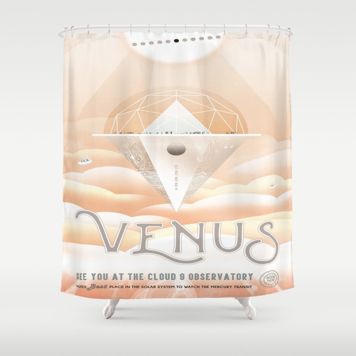 Venus NASA Retro Space Poster Shower Curtain