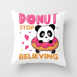 Cute Panda Funny Animals In Donut Pun Throw Pillow