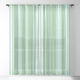[ Thumbnail: Dark Sea Green and Light Cyan Colored Pattern of Stripes Sheer Curtain ]