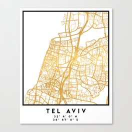 TEL AVIV ISRAEL CITY STREET MAP ART Canvas Print
