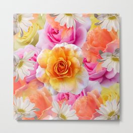 Spring Flowers Galore Absstract Metal Print | Floral, Landscape, Roses Daisy, Digital, Seasonalfloral, Floraldesign, Nature, Abstract, Flowers, Graphicdesign 