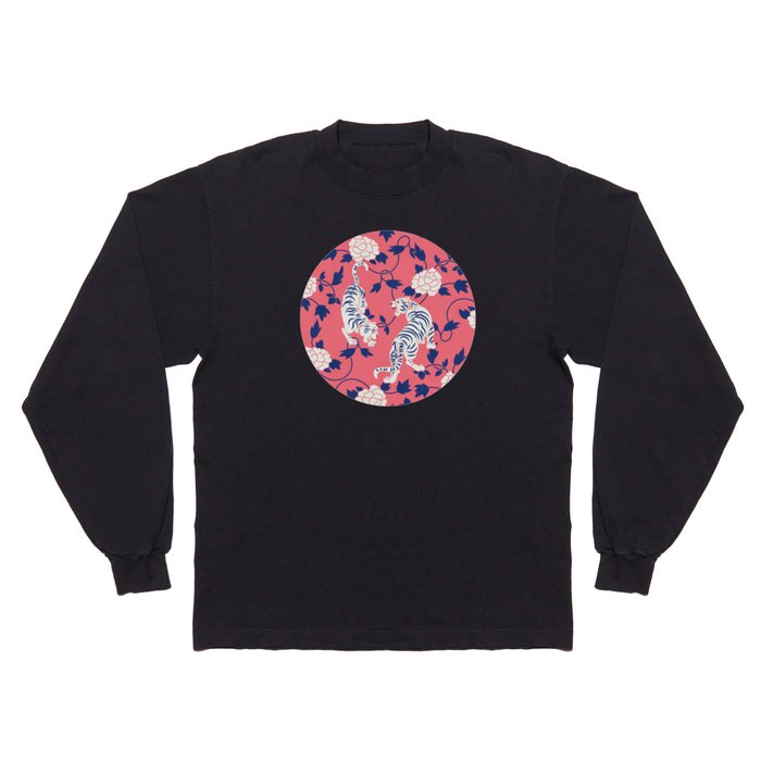Tigers Coral Pink Blue Long Sleeve T Shirt