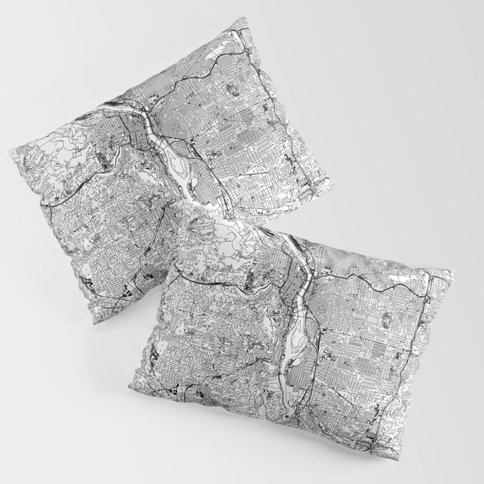 Portland White Map Pillow Sham