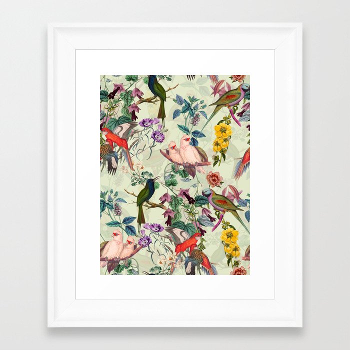 Floral and Birds VIII Framed Art Print