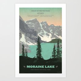 Moraine Lake Poster Art Print | Alpine, Alberta, Mountains, Graphicdesign, Canada, Nationalpark, Digital, Landscape, Morainelake, Typography 