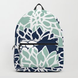 Flower Blooms, Navy Blue and Teal Backpack