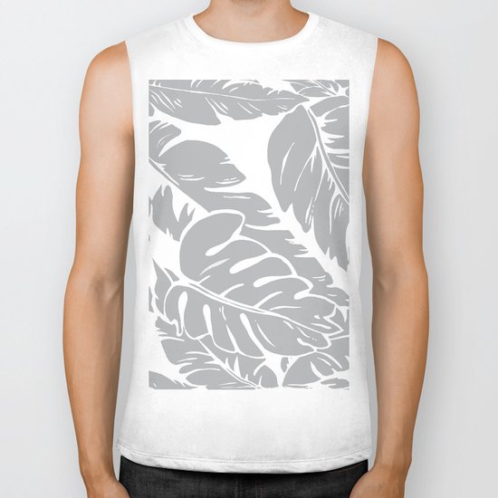PALM LEAF GRAY Biker Tank