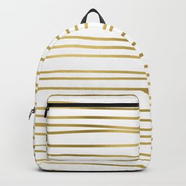 Small simply uneven luxury gold glitter stripes on clear white - horizontal pattern Backpack | Pattern, Hand, Ink, Decorative, Stylish, Seamless, Gold, Golden, Creative, Modern 