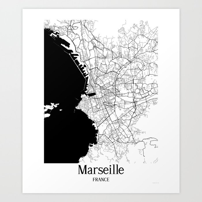 Marseille city map Art Print