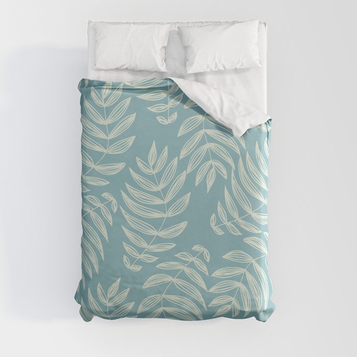 Pastel Palm Leaves Seamless Pattern - Summer Palm Leaves Duvet Cover