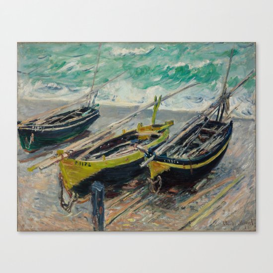 Claude Monet - Three Fishing Boats Canvas Print