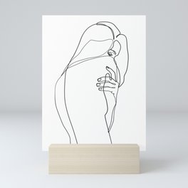 Woman line drawing, minimal single line art Mini Art Print
