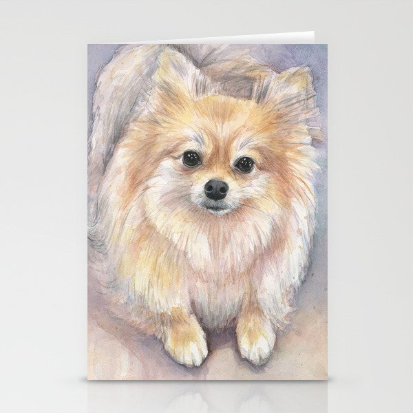 Pomeranian Watercolor Pom Puppy Dog Painting Stationery Cards
