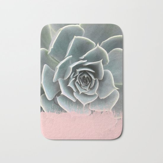 Sweet Pink Paint on Succulent Bath Mat