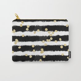 Modern black watercolor stripes chic gold confetti Carry-All Pouch