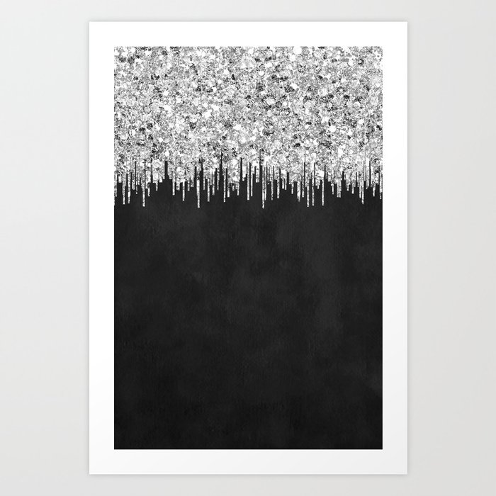 Glitters on a Faux Black Velvet Background Art Print