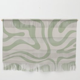 Liquid Swirl Abstract Pattern in Almond and Sage Green Wall Hanging