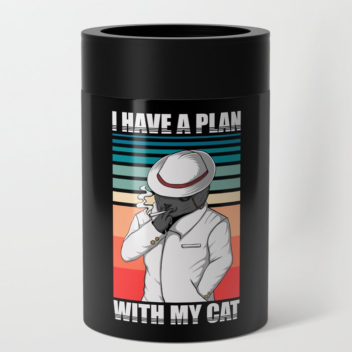 Plan With Cat Retro Illustration Cool Hipster Art Can Cooler