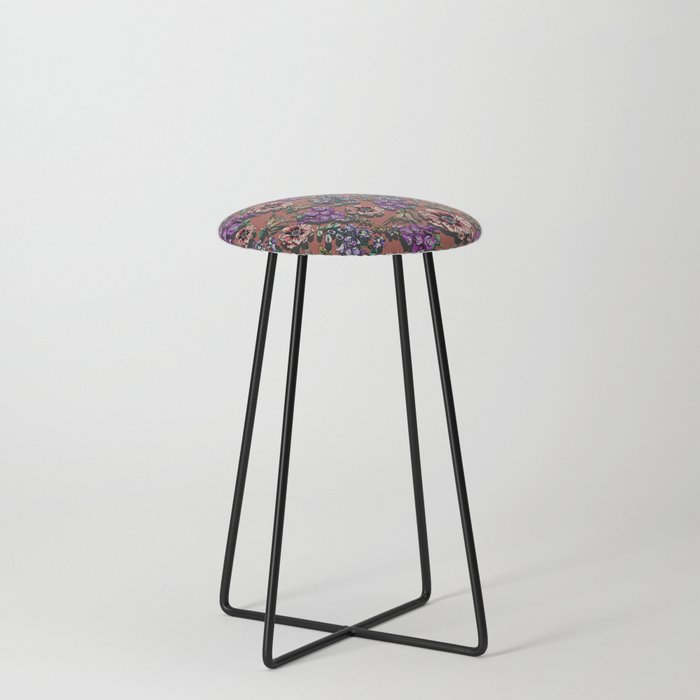 poppies and foxglove Counter Stool