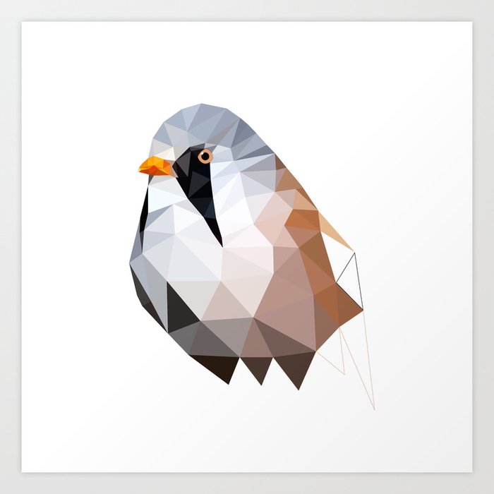 Bearded Reedling Geometric Bird Art Art Print By Peraboom Society6