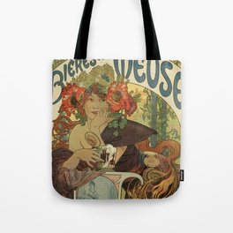 Alfons Mucha art nouveau beer ad Tote Bag