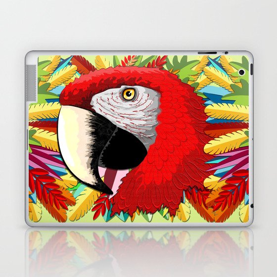 Macaw Parrot Paper Craft Digital Art Laptop Ipad Skin By Bluedarkatlem