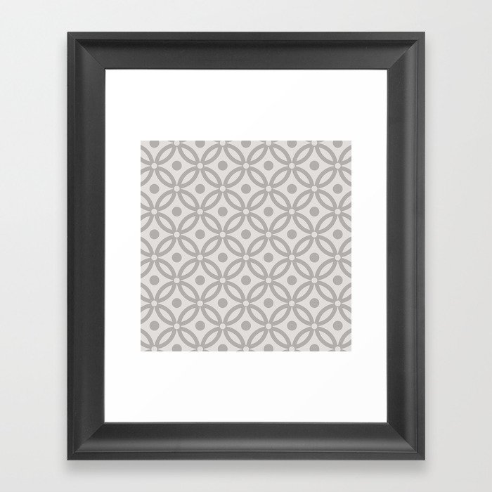 Pretty Intertwined Ring and Dot Pattern 637 Gray Framed Art Print