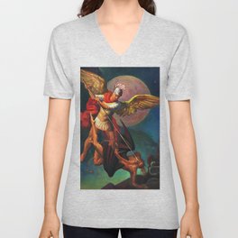 Saint Michael the Warrior Archangel V Neck T Shirt