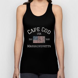 Cape Cod Massachusetts American Flag USA Vintage Print Tank Top