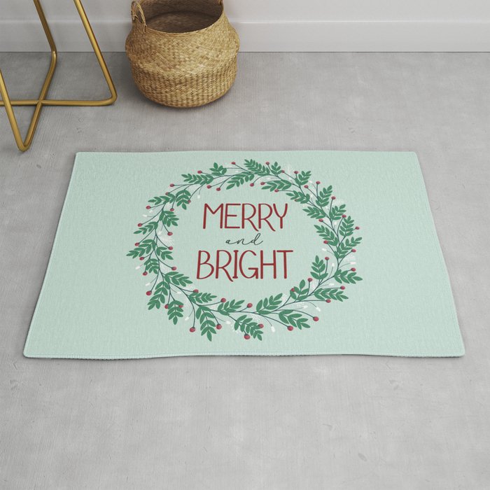 Merry and Bright Wreath Rug